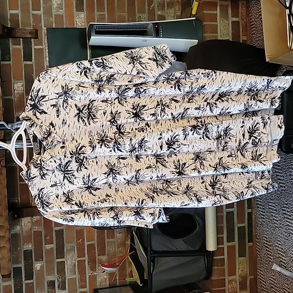 Sz xxl Polo by Ralph Lauren. Navy Blue tropical print.
